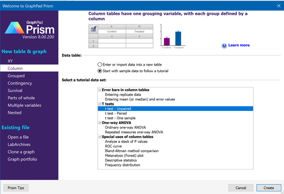 GraphPad Prism 8 User Guide - A brief tour of Prism