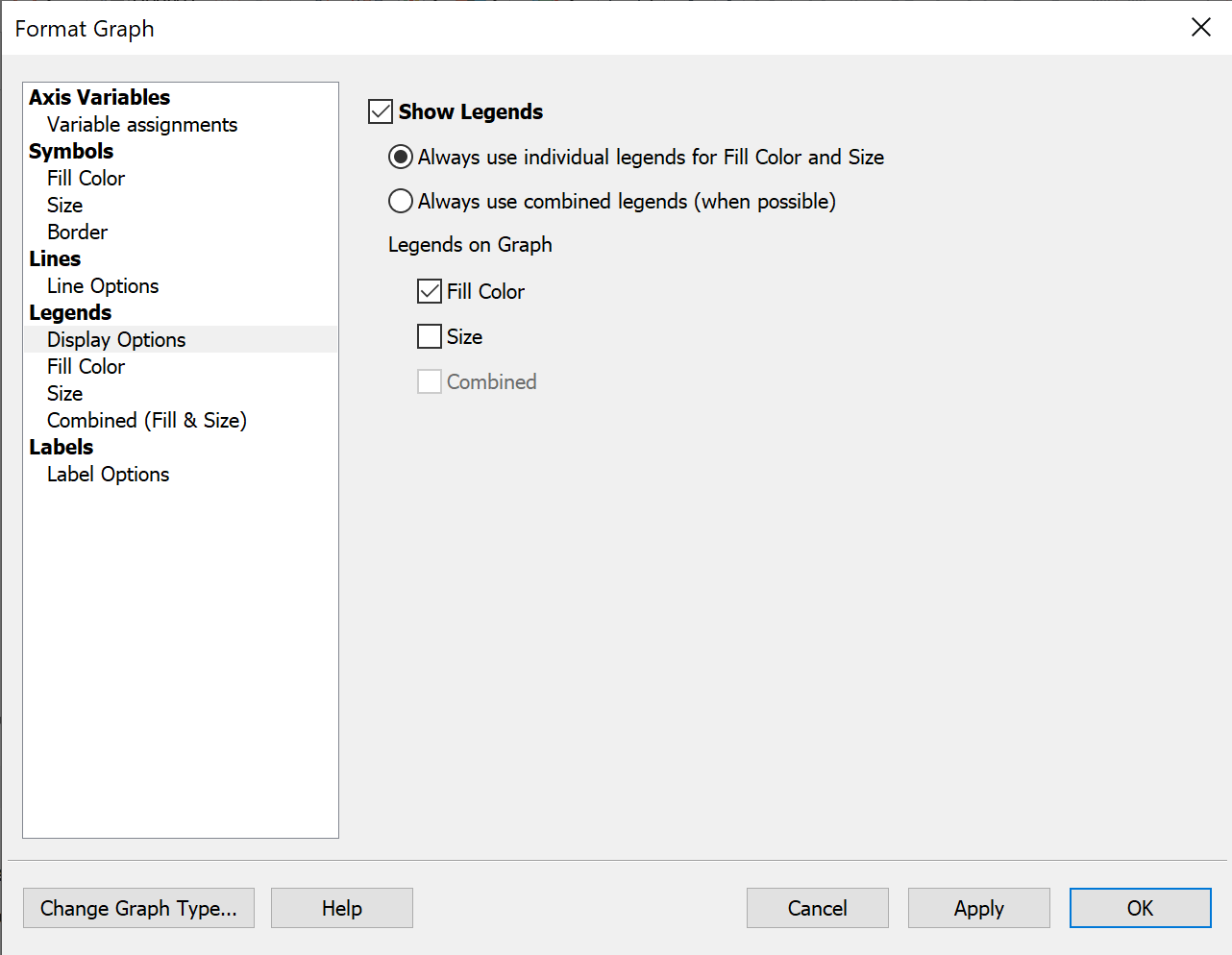 GraphPad Prism 9 User Guide Legend Display Options