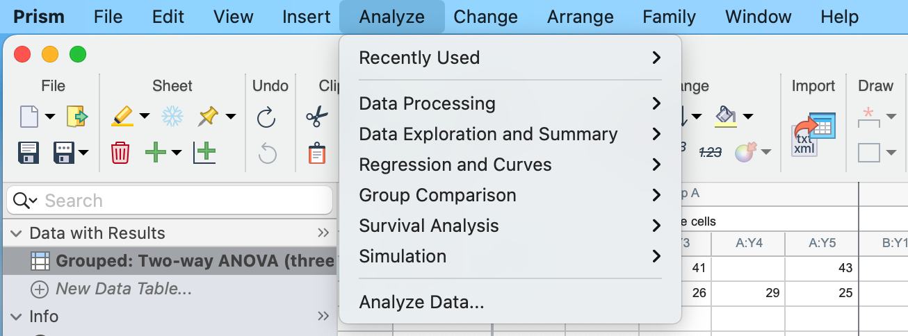 Analyze Menu (Mac)